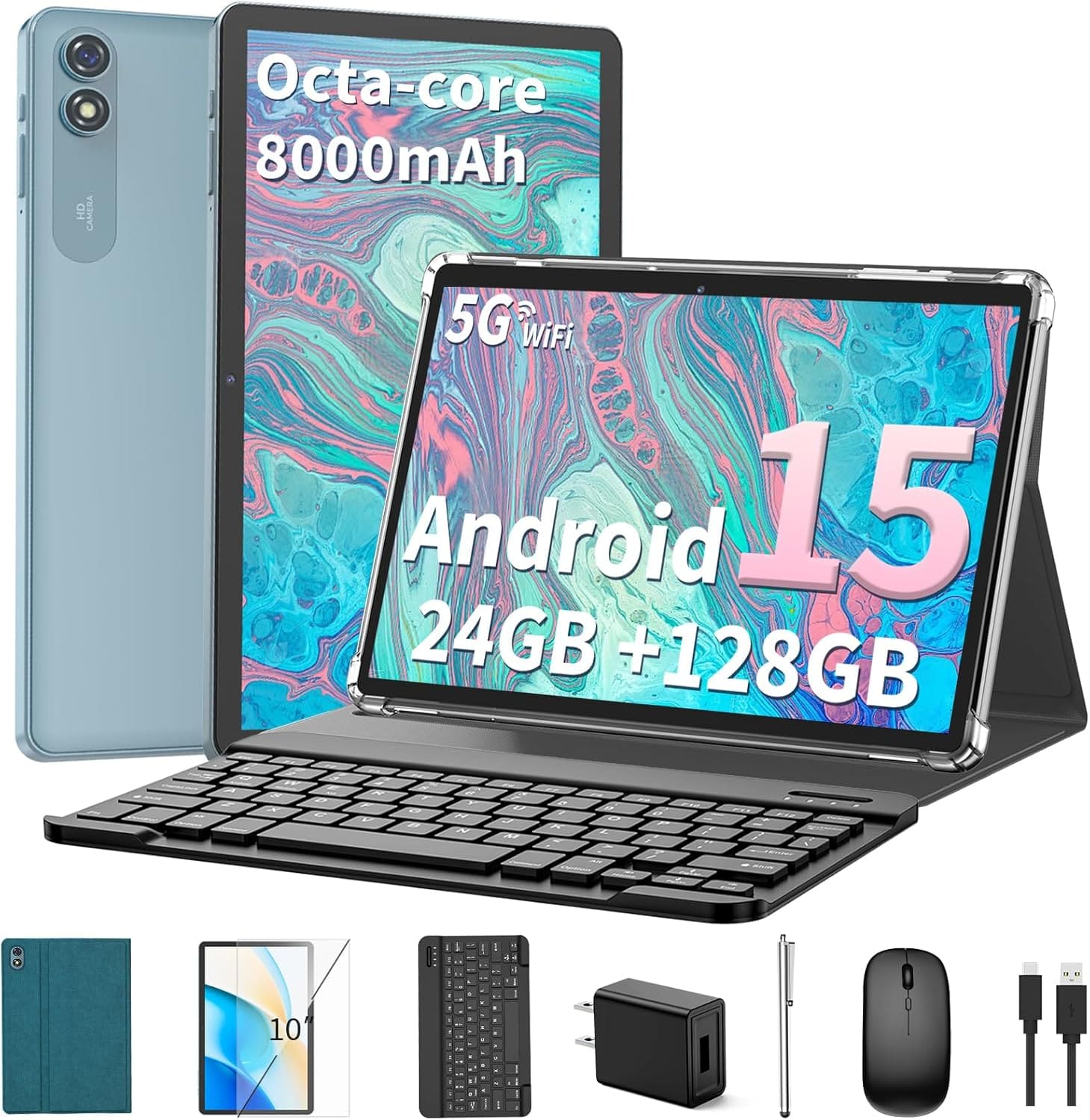 Relndoo Tablet with Keyboard Android 15 - Best Reviews Tablets 10 inch ...